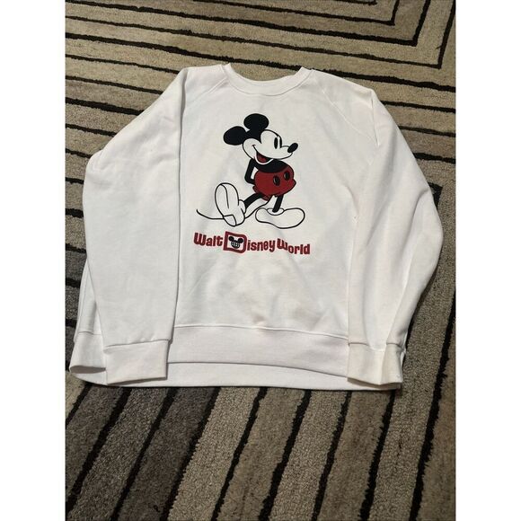 Walt Disney World Sweater Adult XL White/Red Mickey Mouse Standing Parks - Picture 2 of 5